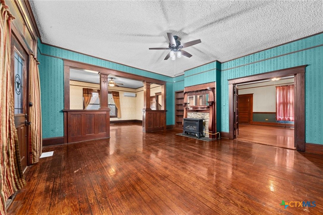 Empty room, Fireplace, Interior, Wood Texture Flooring