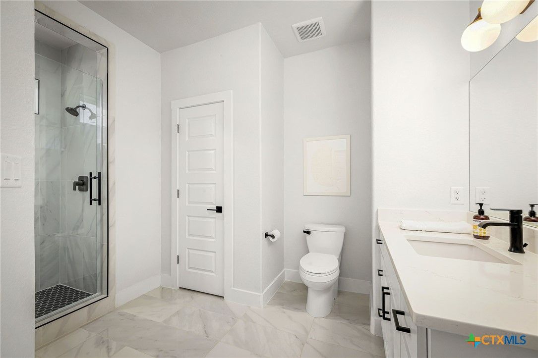 Bathroom, Dual Sink Vanities, Glass Shower, Interior, Marble