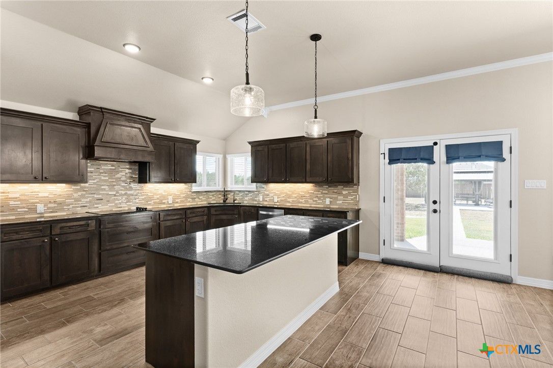 Interior, Kitchen, Pendant Lights, Recessed Lighting, Wood Texture Flooring