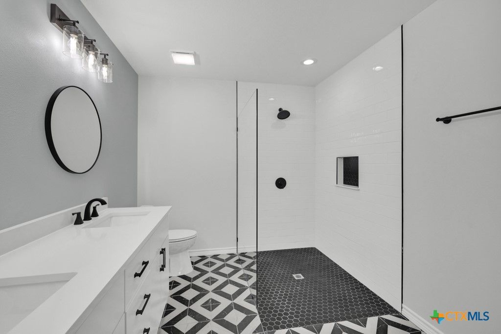 Bathroom, Dual Sink Vanities, Glass Shower, Interior, Recessed Lighting