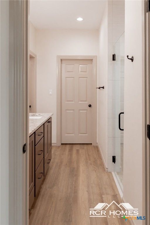 Bathroom, Interior, Recessed Lighting, Wood Texture Flooring