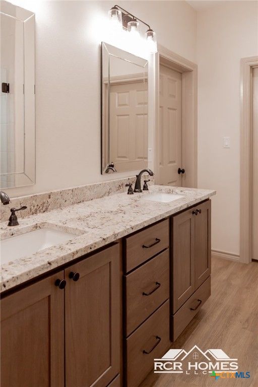 Bathroom, Dual Sink Vanities, Interior, Wood Texture Flooring