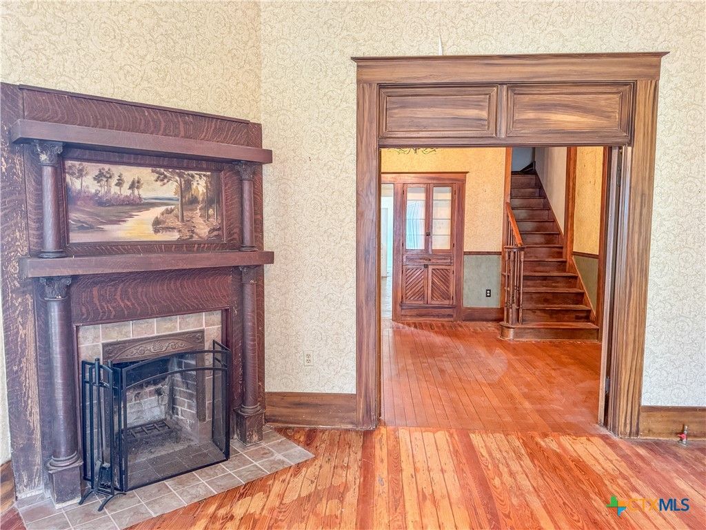 Fireplace, Interior, Wood Texture Flooring