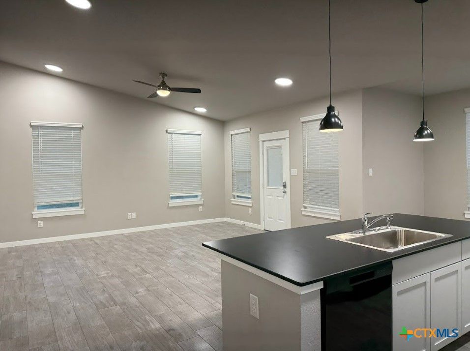 Interior, Kitchen, Pendant Lights, Recessed Lighting, Wood Texture Flooring