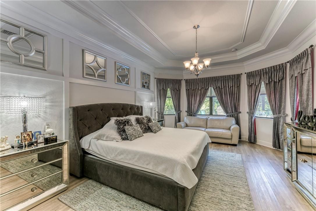Bedroom, Chandelier, Interior, Wood Texture Flooring