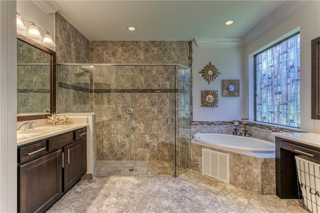 Bathroom, Glass Shower, Interior, Recessed Lighting