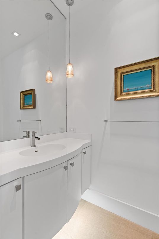 Bathroom, Dual Sink Vanities, Interior, Pendant Lights, Recessed Lighting