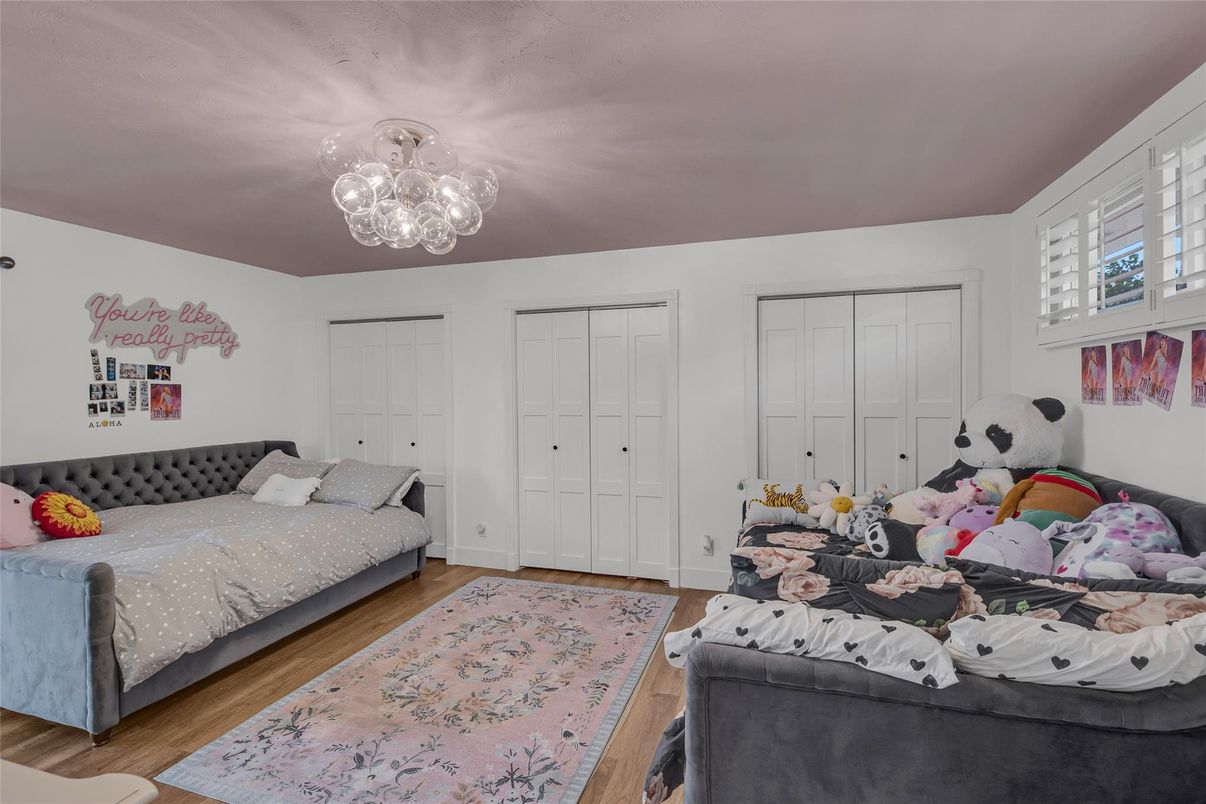Bedroom, Chandelier, Interior, Wood Texture Flooring