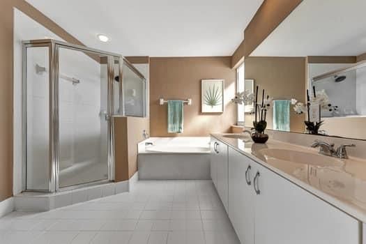 Bathroom, Dual Sink Vanities, Glass Shower, Interior, Recessed Lighting