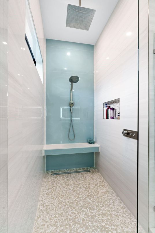 Bathroom, Glass Shower, Interior, Recessed Lighting
