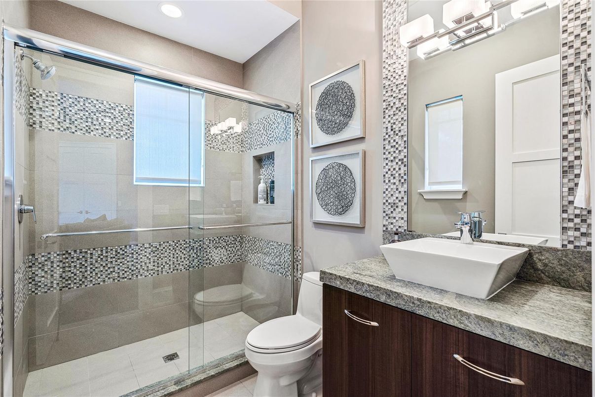 Bathroom, Glass Shower, Interior, Recessed Lighting