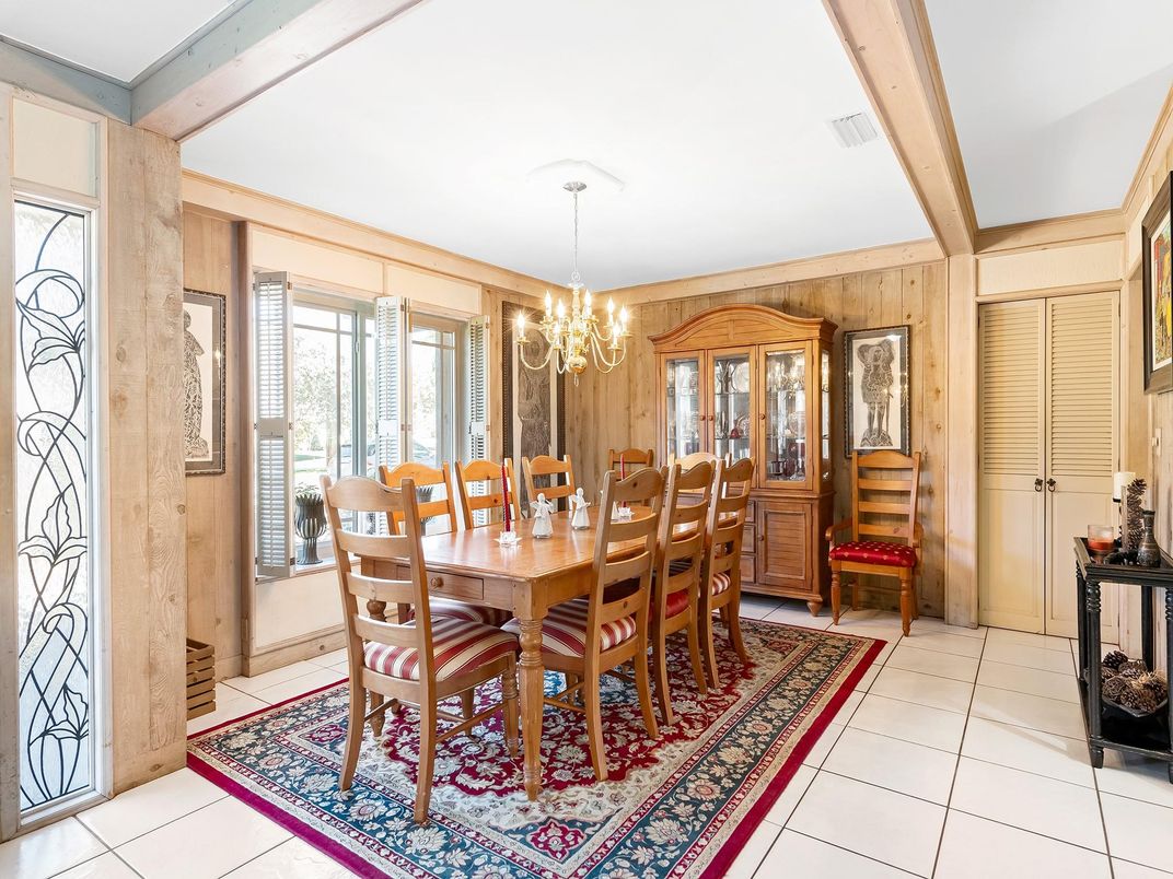 Chandelier, Dining room, Interior, Wooden Walls