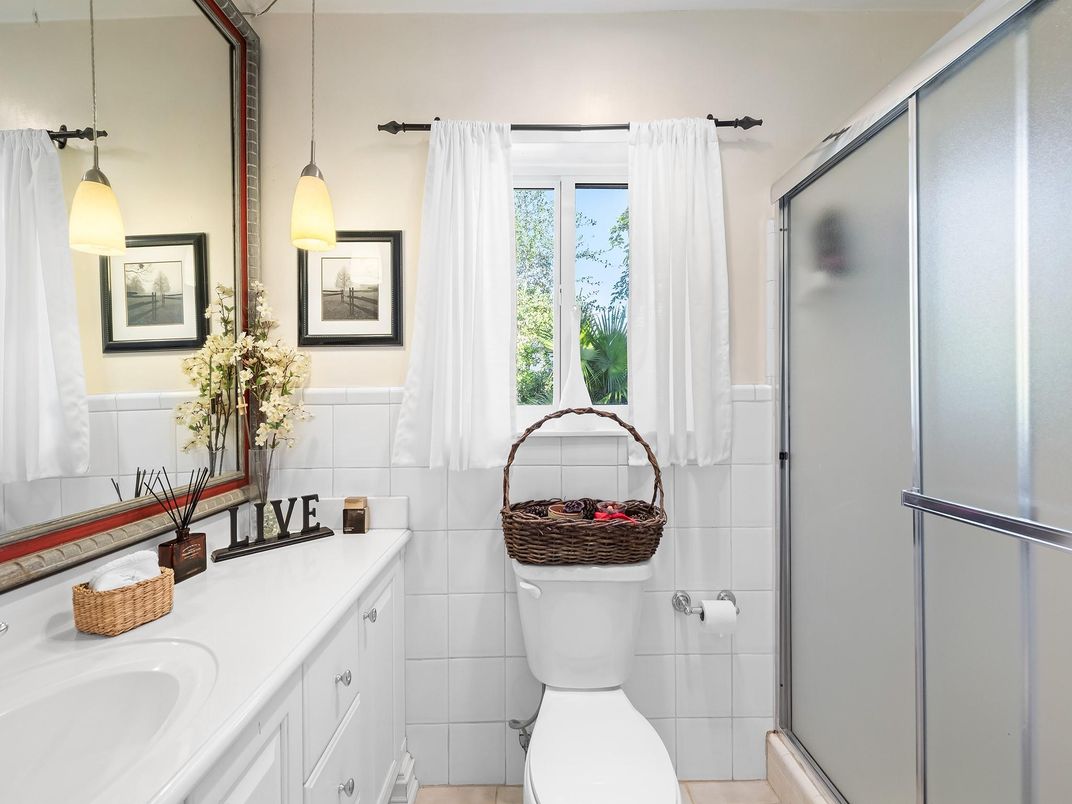 Bathroom, Glass Shower, Interior, Pendant Lights