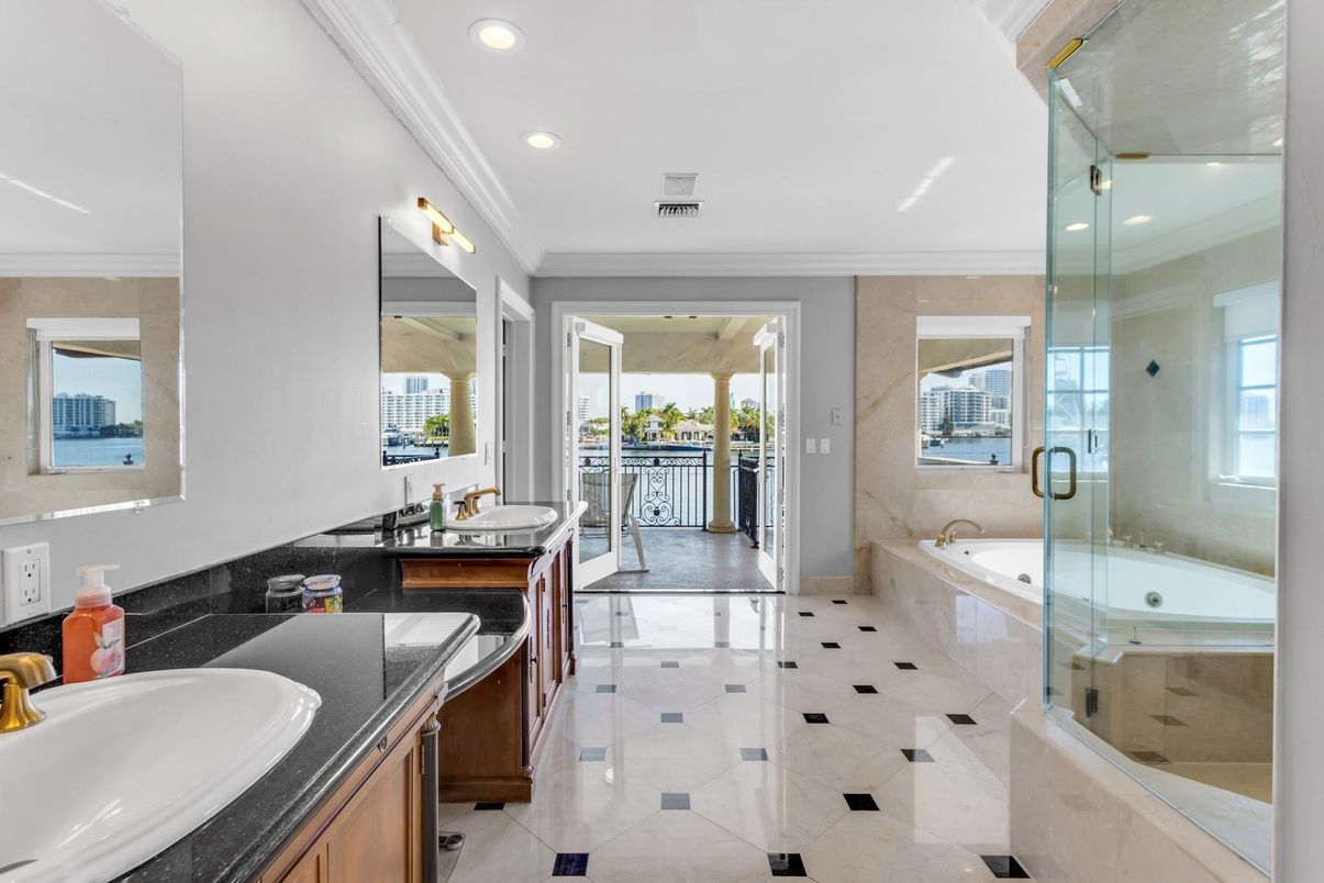 Bathroom, Dual Sink Vanities, Glass Shower, Interior, Recessed Lighting