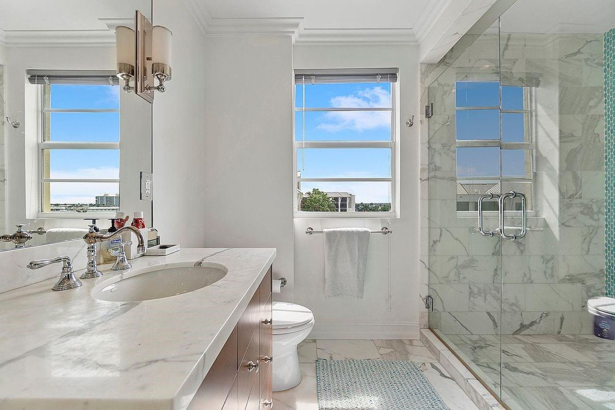 Bathroom, Glass Shower, Interior, Marble, Marble Walls