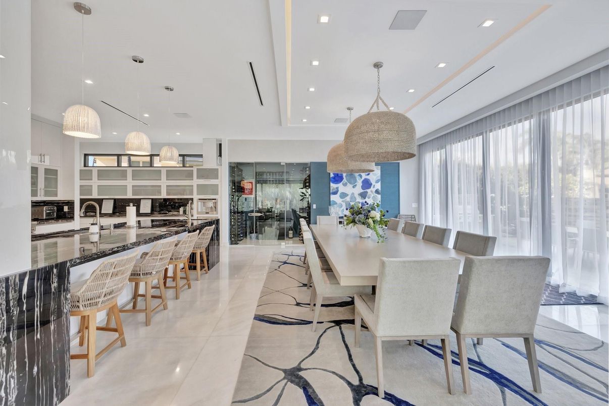 Dining room, Interior, Kitchen, Pendant Lights, Recessed Lighting