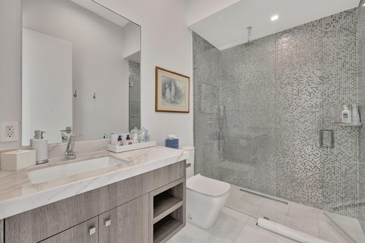 Bathroom, Glass Shower, Interior, Recessed Lighting
