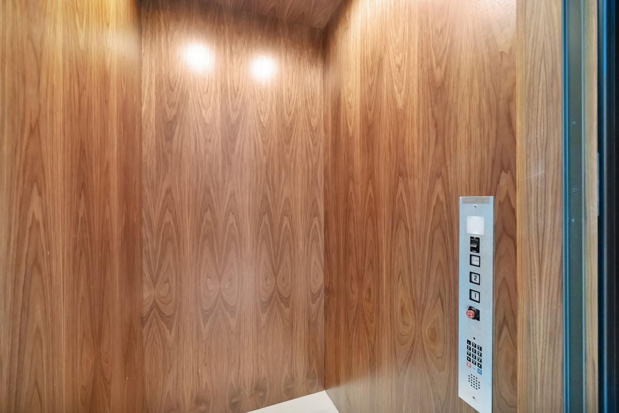 Elevator, Interior, Wooden Walls