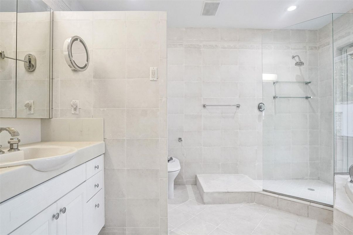 Bathroom, Glass Shower, Interior, Recessed Lighting