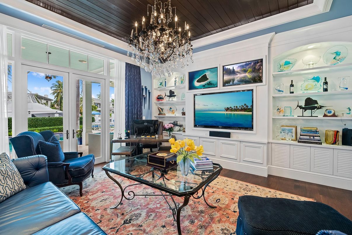 Chandelier, Interior, Living room, Wooden Ceilings, Wood Texture Flooring