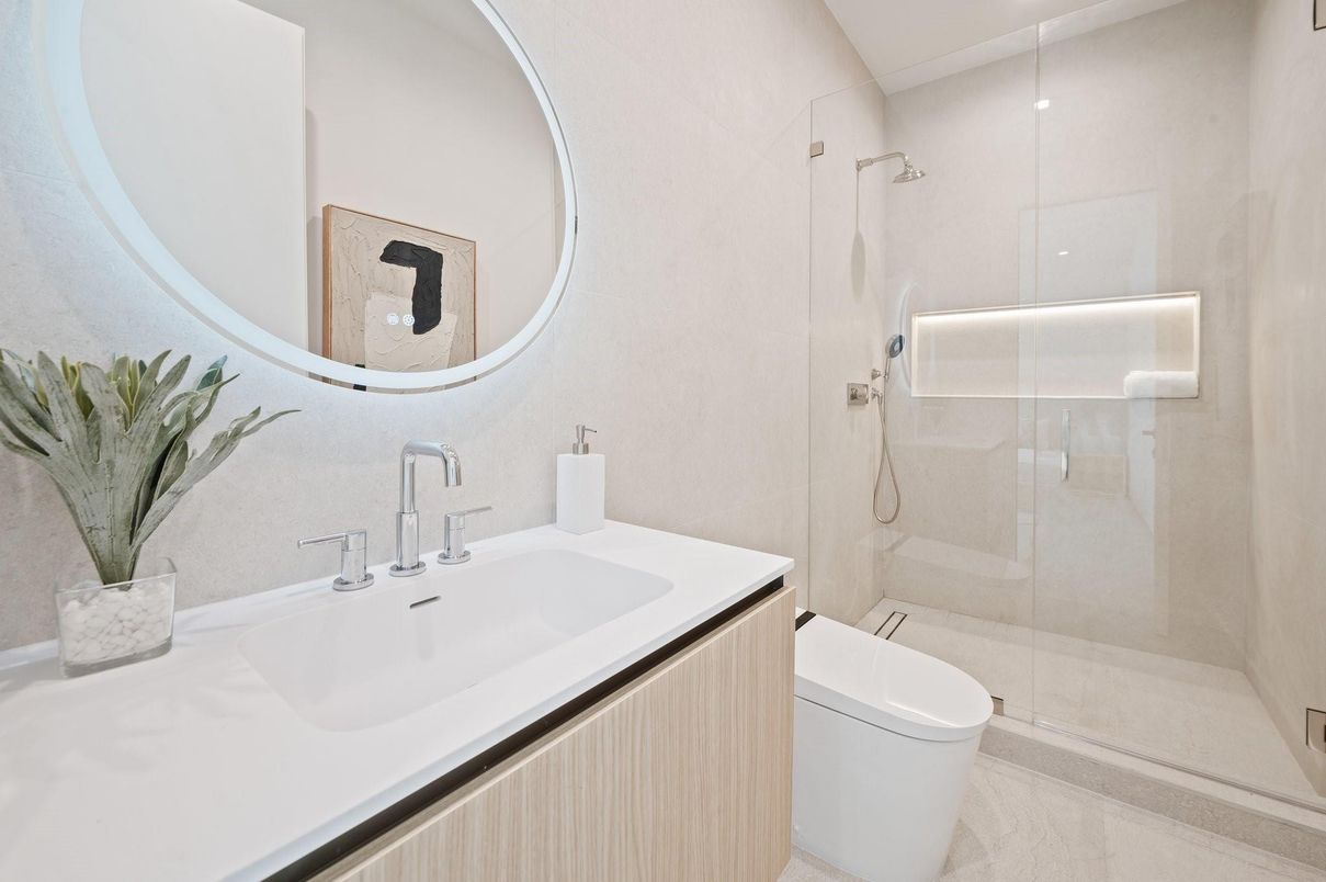 Bathroom, Glass Shower, Interior, Recessed Lighting