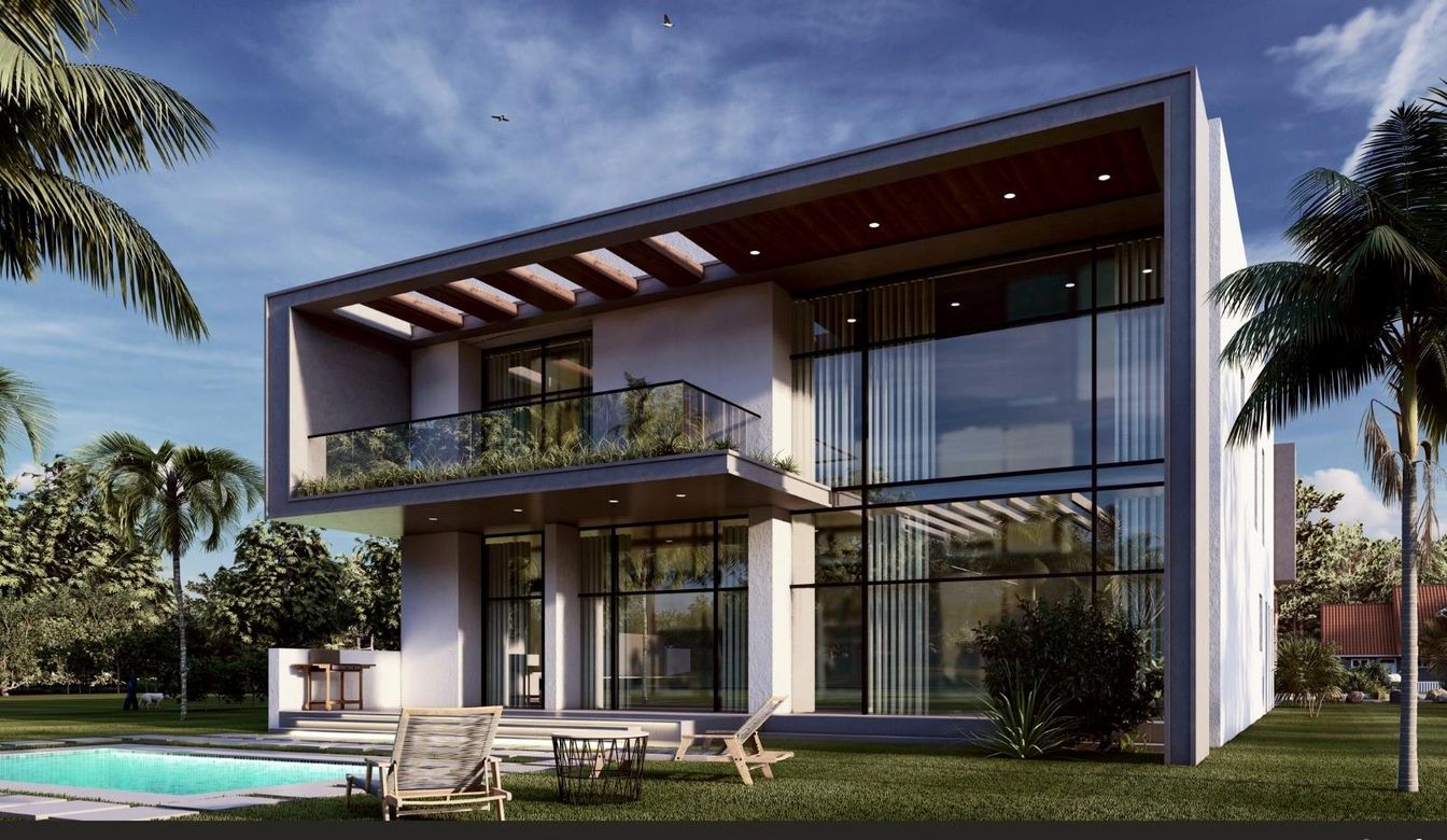 Exterior, Facade, Pool, Modern