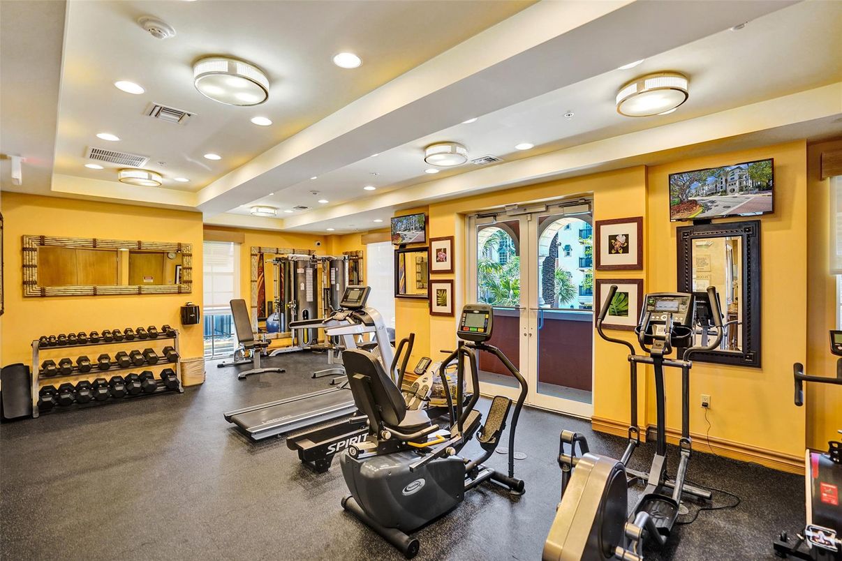 Fitness Equipment, Gym, Interior, Recessed Lighting