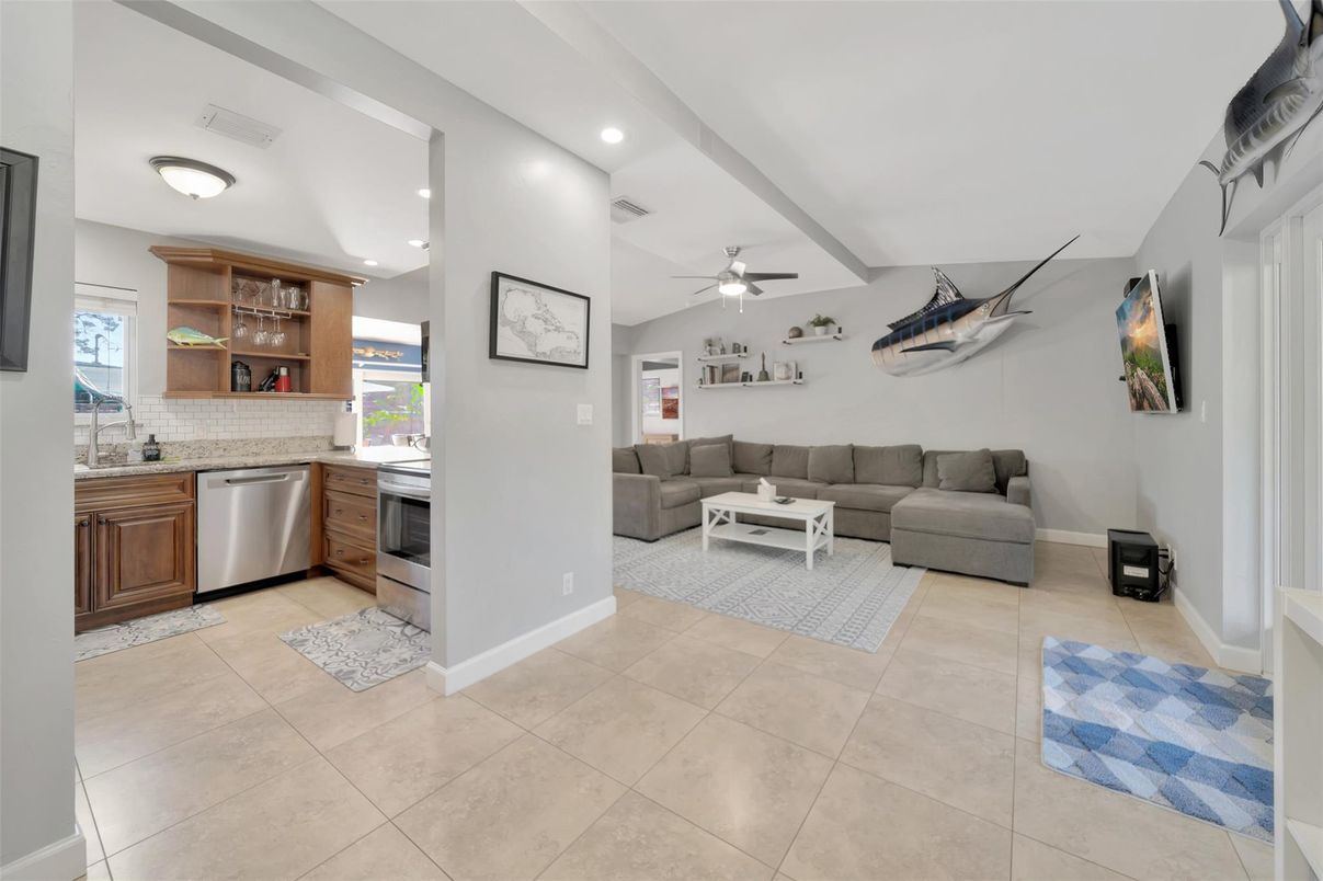 Interior, Kitchen, Living room, Recessed Lighting, Stainless Steel Appliances