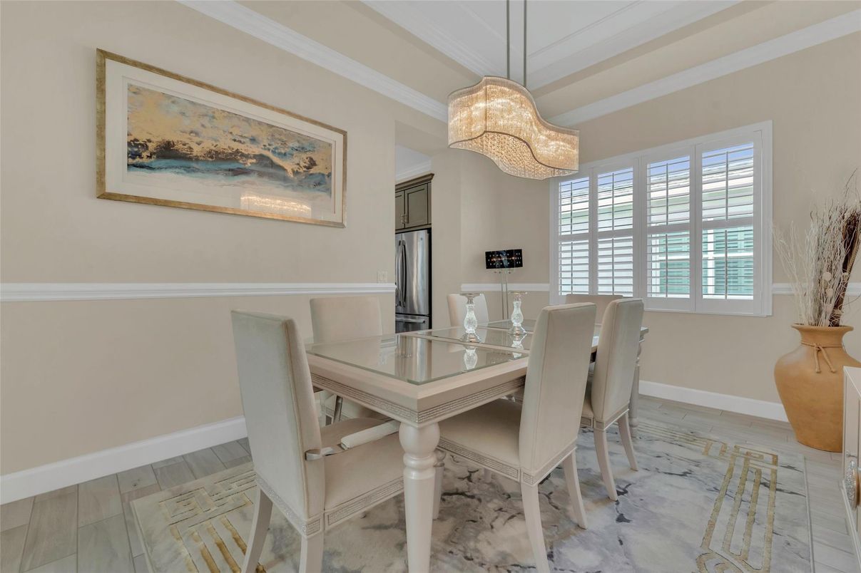 Chandelier, Dining room, Interior, Marble, Wood Texture Flooring