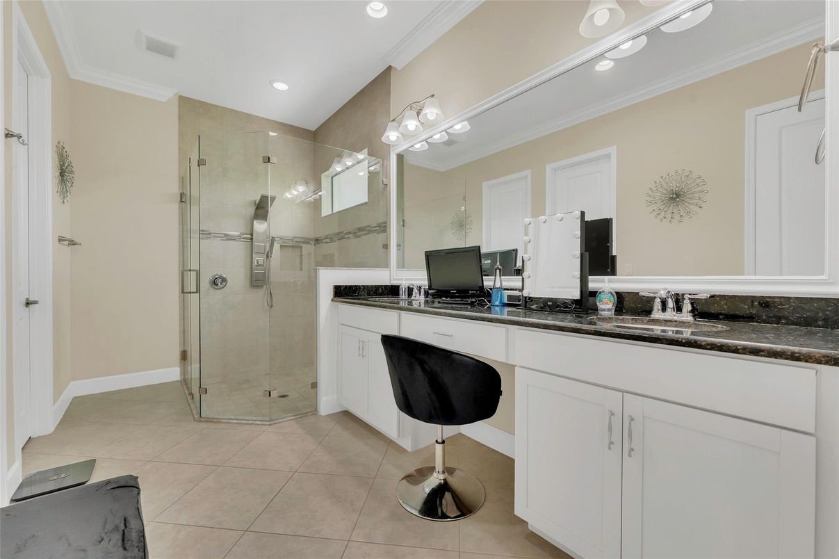 Bathroom, Glass Shower, Interior, Recessed Lighting