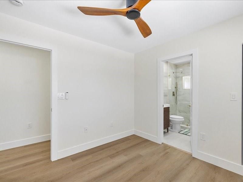 Bathroom, Empty room, Glass Shower, Interior, Wood Texture Flooring