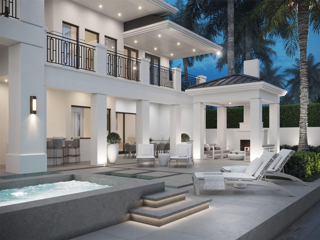 Exterior, Fireplace, Pool