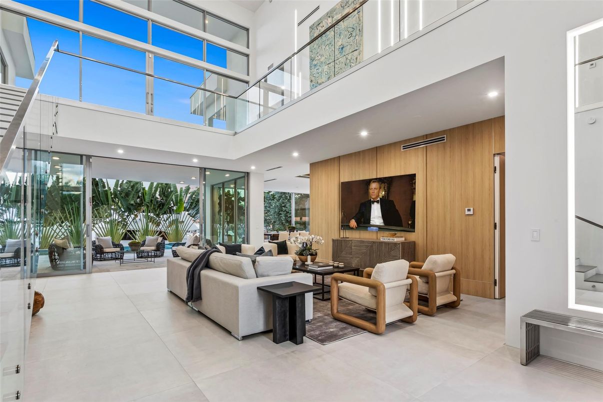 Interior, Living room, Recessed Lighting, Wooden Walls