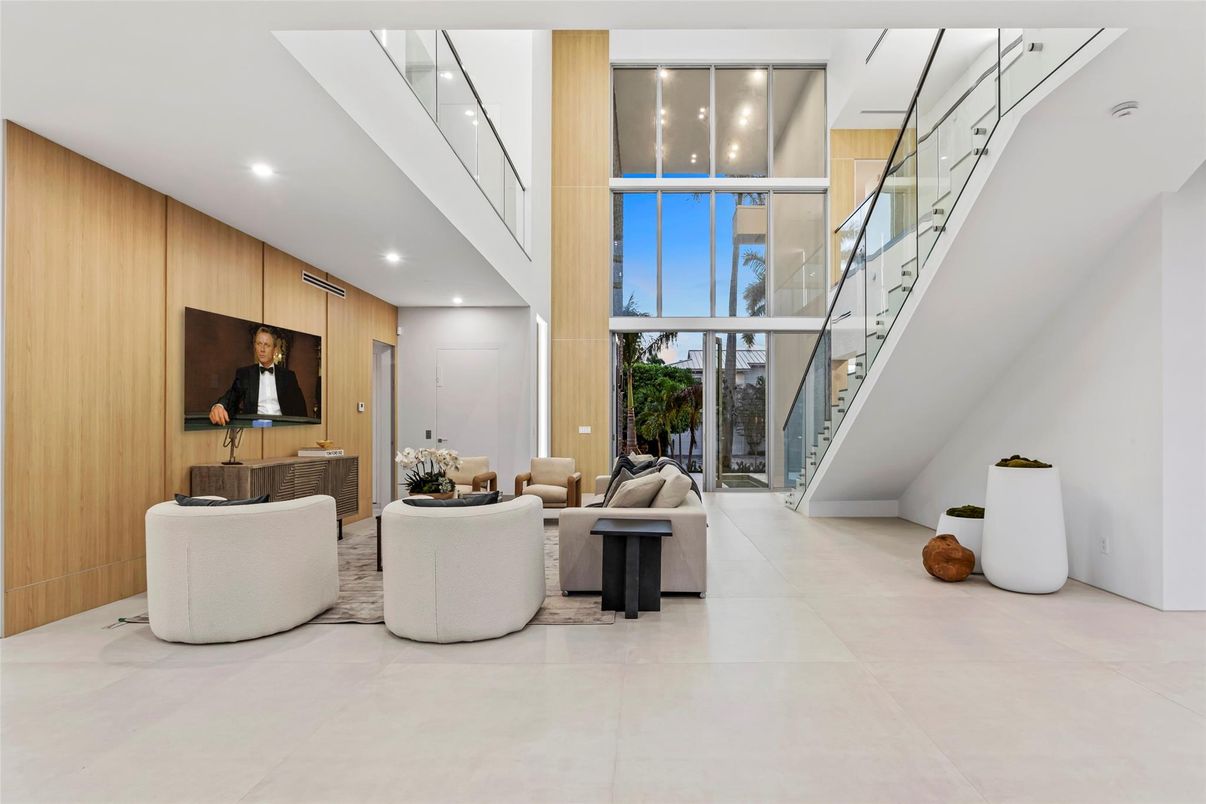 Interior, Living room, Recessed Lighting, Wooden Walls
