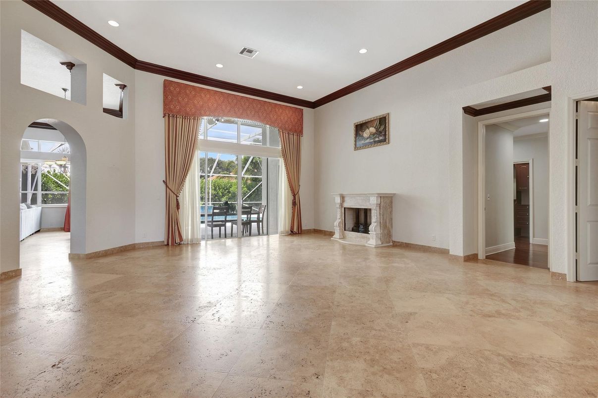 Empty room, Fireplace, Interior, Recessed Lighting