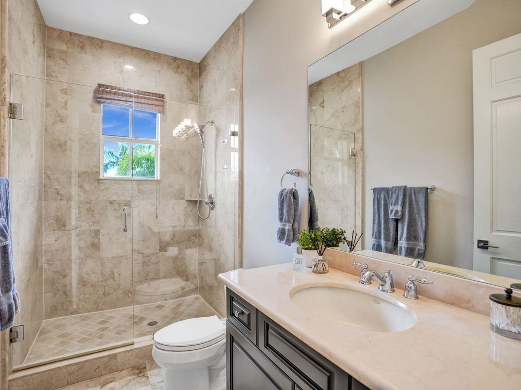 Bathroom, Glass Shower, Interior, Recessed Lighting