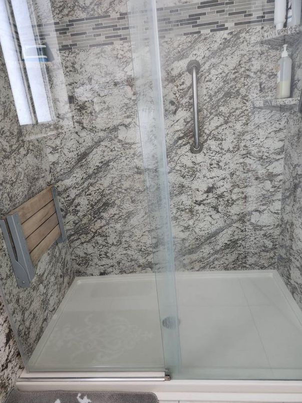 Bathroom, Glass Shower, Interior, Marble Walls