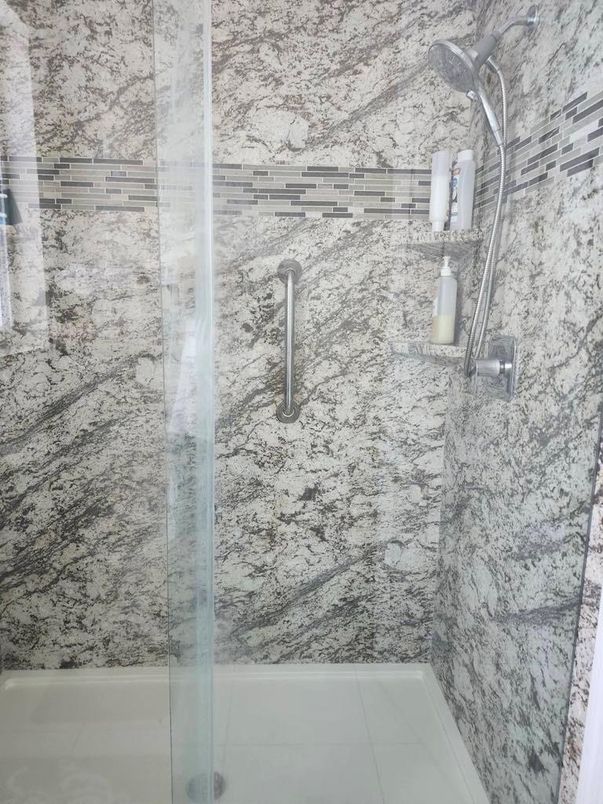Bathroom, Glass Shower, Interior, Marble Walls