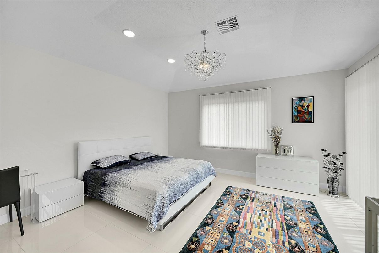 Bedroom, Chandelier, Interior, Recessed Lighting