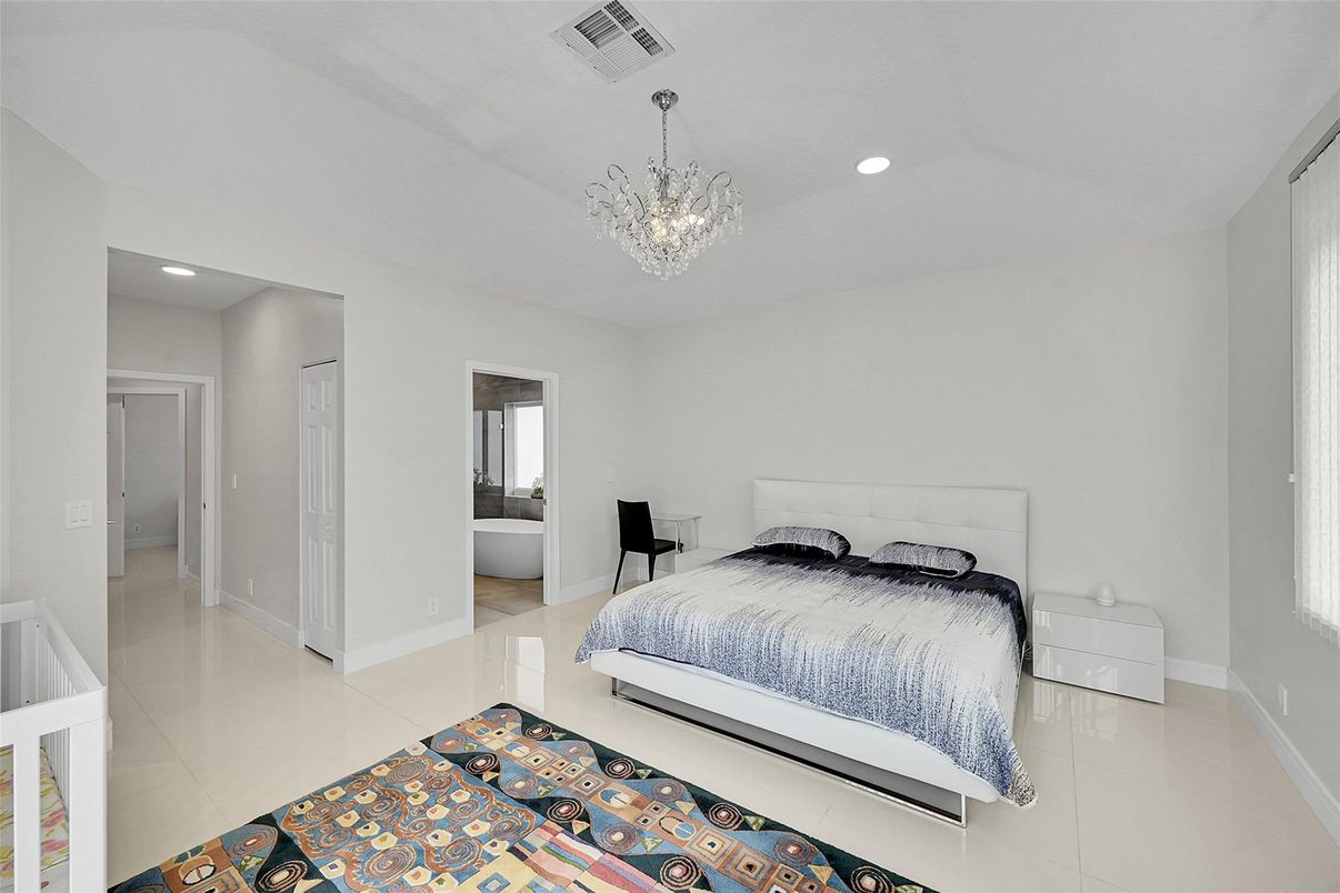 Bedroom, Chandelier, Interior, Recessed Lighting