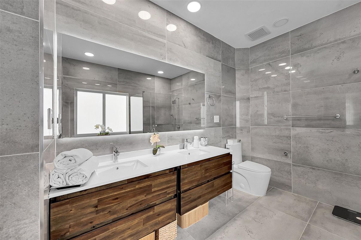 Bathroom, Glass Shower, Interior, Recessed Lighting