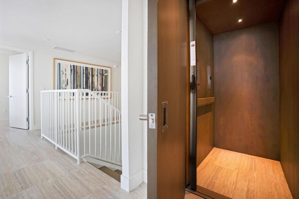 Elevator, Interior, Recessed Lighting, Wooden Walls
