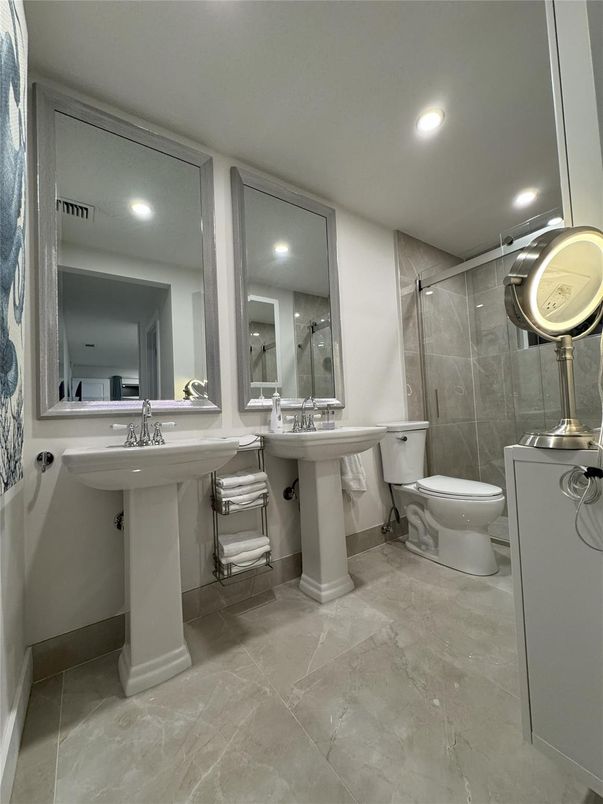 Bathroom, Glass Shower, Interior, Recessed Lighting