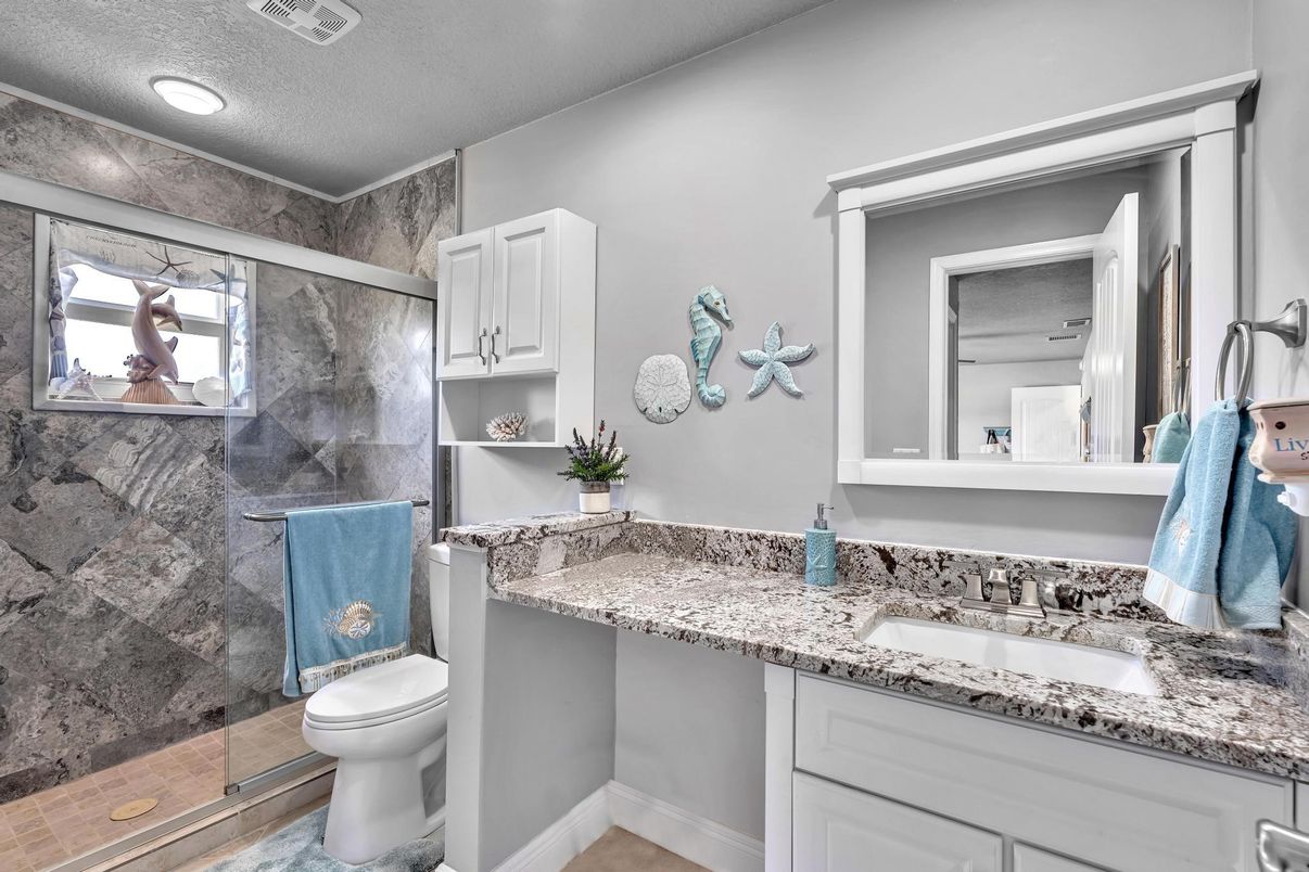 Bathroom, Glass Shower, Interior, Recessed Lighting