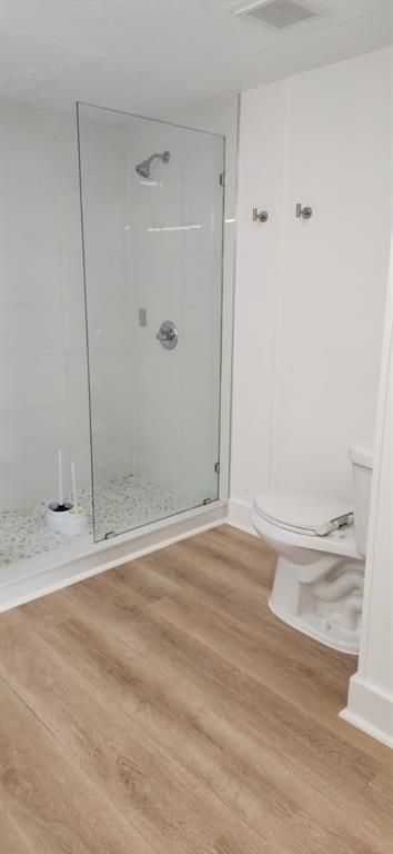 Bathroom, Glass Shower, Interior, Wood Texture Flooring