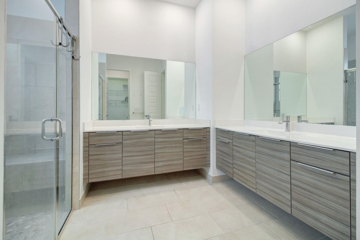 Bathroom, Dual Sink Vanities, Glass Shower, Interior