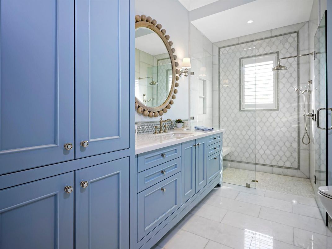 Bathroom, Dual Sink Vanities, Glass Shower, Interior, Recessed Lighting