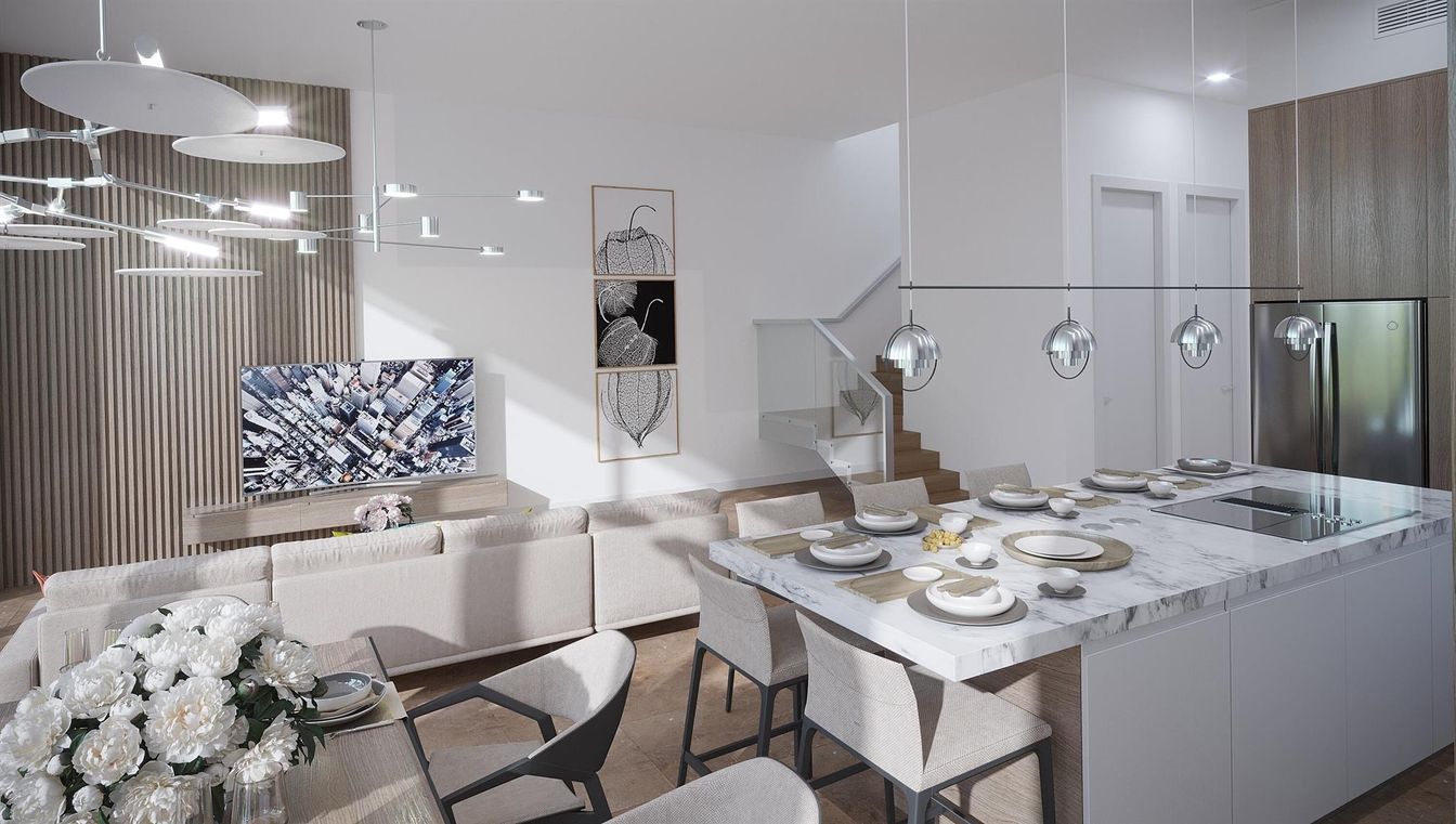 Dining room, Interior, Kitchen, Living room, Pendant Lights, Recessed Lighting