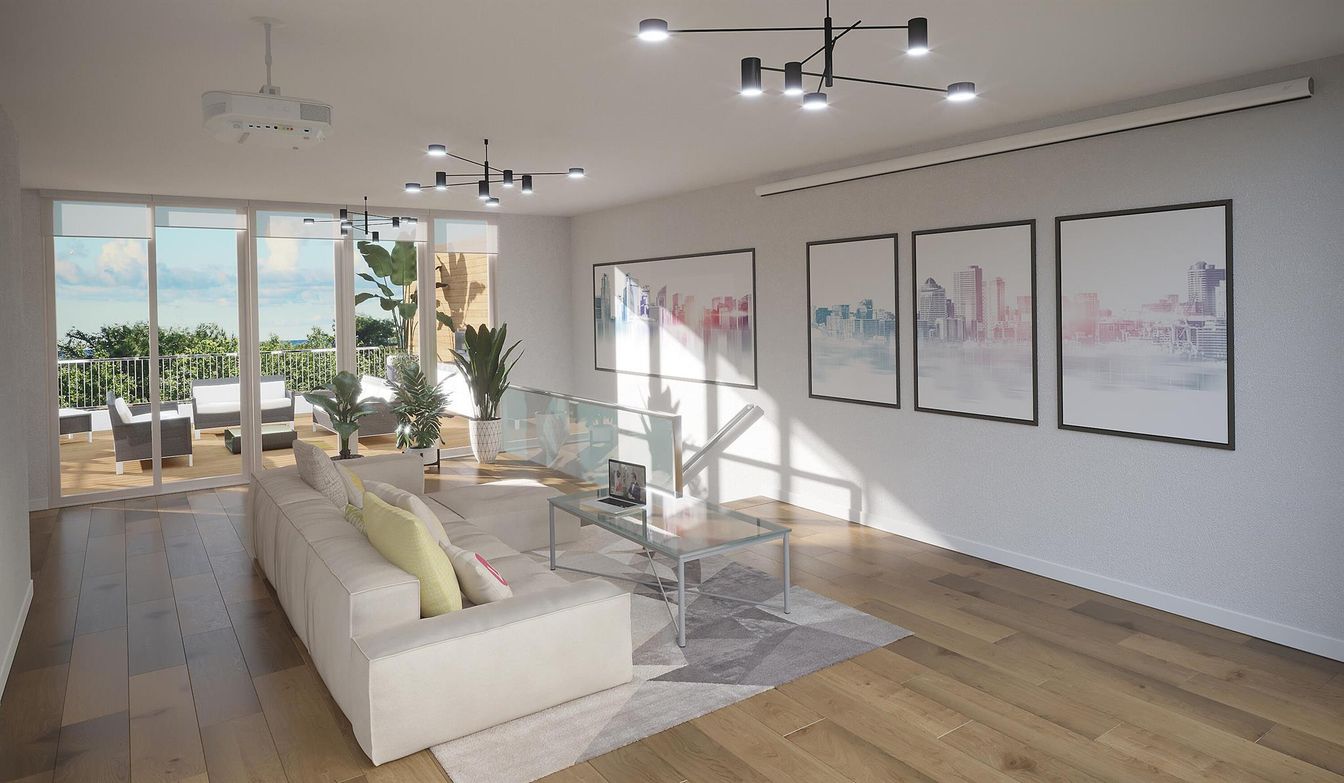 Interior, Living room, Pendant Lights, Wood Texture Flooring