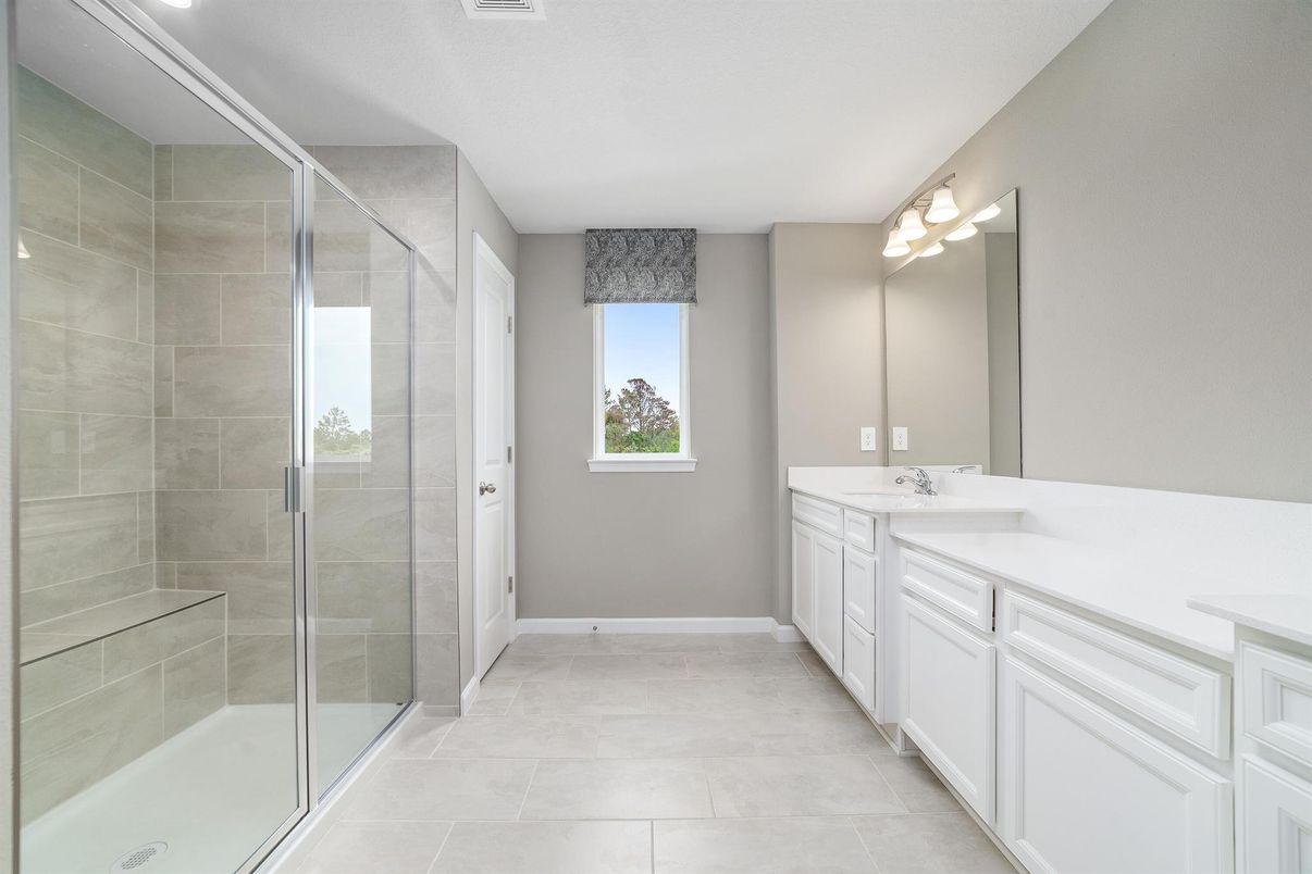 Bathroom, Dual Sink Vanities, Glass Shower, Interior